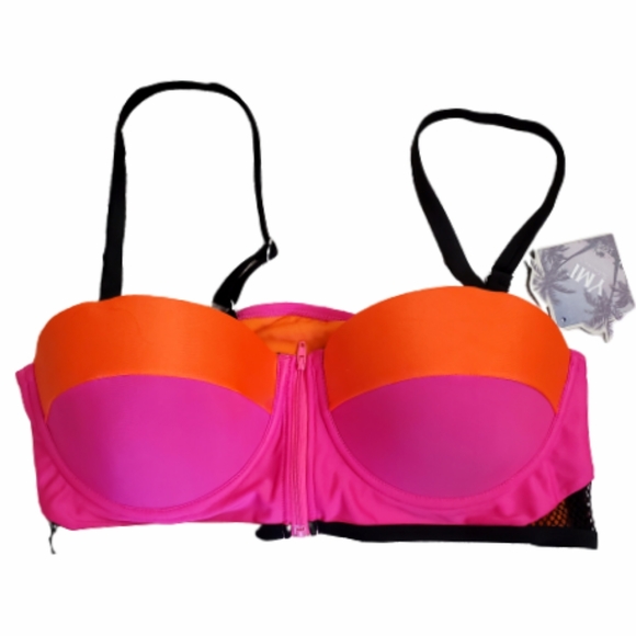 SEXY ☆ NEON ☆ COLORBLOCK ☆ ZIP FRONT BIKINI ☆ NWT - Picture 3 of 8